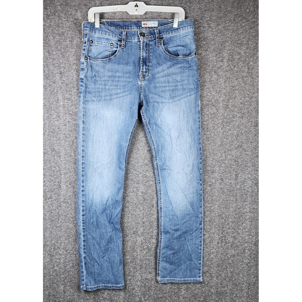 Wrangler Slim Straight Jeans Women 32x30 Blue Denim Mid Rise Classic Casual